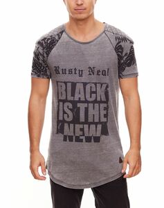 RUSTY NEAL R-15067 Kurzarm T-Shirt sommerliches Herren Statement-Shirt mit Rundhals Grau