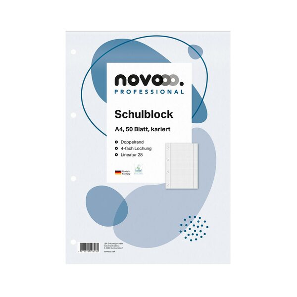 Bild 1 von Novooo Schulblock Lineatur 28 A4 50 Blatt