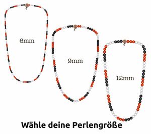 WOOD FELLAS Holz-Kette modischer Mode-Schmuck Deluxe Pearl Necklace Schwarz/Rot/Weiß