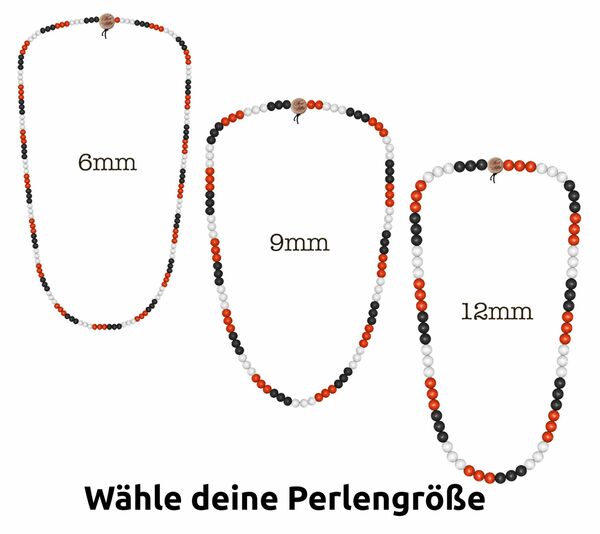 Bild 1 von WOOD FELLAS Holz-Kette modischer Mode-Schmuck Deluxe Pearl Necklace Schwarz/Rot/Weiß