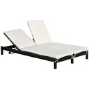Bild 1 von Outsunny Polyrattan Doppelliege Sonnenliege Gartenliege für 2 Personen Relaxliege Luxus Lounge 5-stufige Rückenlehne Metall PE Rattan 196x120x28 cm