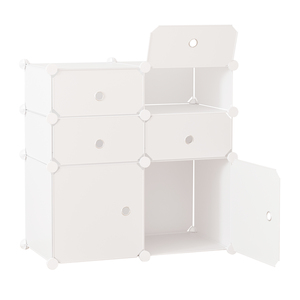 HOMCOM Schuhschrank, Regal mit Aufbewahrungsboxen, Kleiderschrank, Kunststoff, Stahl, Weiß, 75 x 37 x 73 cm