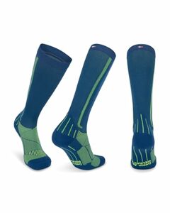 Abgestufte Kompression Socken für Männer & Frauen EU 39-42 // UK 6-8 Blau/Neon Gelb - 1 Paar