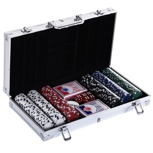 HOMCOM® Pokerkoffer Pokerset 300 Pokerchips 38x20,5x6,5cm 11,5 g/Chip