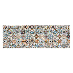 Homcom Läufer pflegeleichter Küchenläufer PVC Muster Blau-Grau 50 x 150 cm