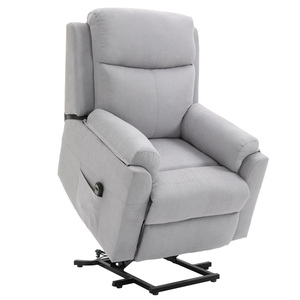 HOMCOM elektrischer Sessel mit Aufstehhilfe Aufstehsessel für Senior Relaxsessel Fernsehsessel Liegefunktion Leinen-Touch Hellgrau 83 x 89 x 102 cm