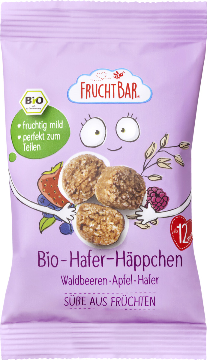 Bild 1 von FruchtBar Bio-Hafer-Häppchen Waldbeeren, Apfel, Hafer, 40 g