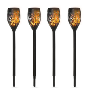 Outsunny Solarleuchte, Gartenlicht, 4er-Set Lampe, 6–8 h, IP44 Wasserfest, Kunststoff, Schwarz, Ø12 x H78 cm
