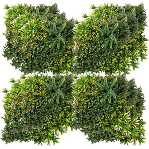 Outsunny 12 Stück künstliches Pflanzenwand Hecke 50x50 cm UV-Schutz Sichtschutz Mehrblättriges Design Heckenpflanze für Garten Outdoor Dekor