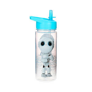 Trinkflasche mit Motiv "Robbie Roboter", Kinderflasche, für Freizeit und Schule, blau