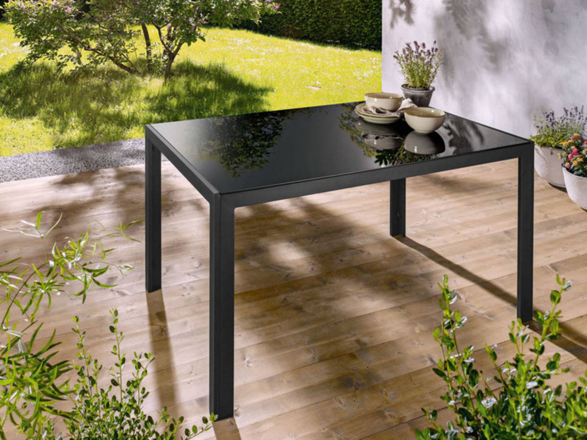 Bild 2 von Livarno Home Alu-Gartentisch »Houston«, mit Wendetischplatte, schwarz