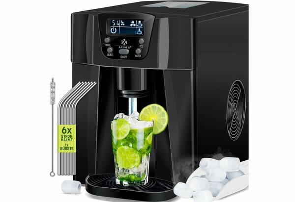 Bild 1 von KESSER Eiswürfelmaschine, Eiswürfelbereiter Edelstahl 100W Ice Maker 12 kg 24 h 2 Würfelgrößen Zubereitung in 6 min 2 Liter Wassertank Timer LCD-Display Wassertank