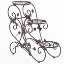 Bild 1 von Outsunny Pflanzenregal, Dreistufiger Blumenstand, Blumentreppe im französischem Stil, Pflanzenstand, Metall, Bronze, 75 x 28 x 66 cm