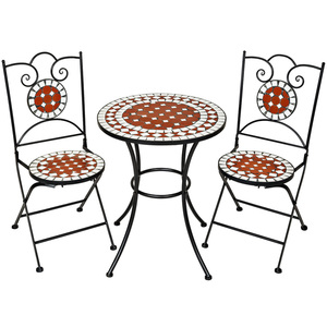 Gartenmöbel Set Mosaik mit 2 Stühlen und Tisch - braun