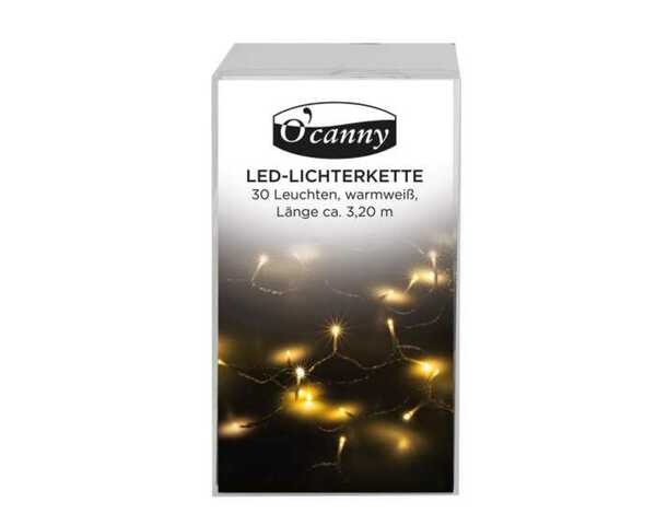 Bild 1 von LED Lichterkette O'Canny, 30Leuchten, warmweiß, ca.3,20m