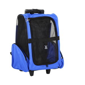 PawHut Hundetrolley Transporttasche Tragetasche für Tiere 2 in1 Rucksack und Trolley 42x25x55 Blau