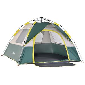 Outsunny Campingzelt für 3-4 Personen olivegrün 205 x 195 x 135 cm (LxBxH)   Kuppelzelt Multifunktionszelt Sonnenschutz Zelt
