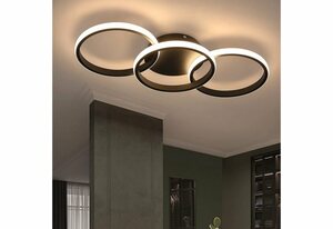 ZMH LED Deckenleuchte »Deckenleuchte LED Deckenlampe Wohnzimmer - Schwarze Küchenlampe mit 3 Ringe 3000K Warmweiße Licht für Schlafzimmer Flur 36W Innen Beleuchtung Modern Design Deckenbeleuchtun