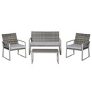 Bild 1 von Outsunny Vierteiliges Gartenmöbel Set, Sitzgruppe, Sitzgarnitur, Sofa mit Sitzkissen, Kaffeetisch, Stahl, PE-Rattan, Grau