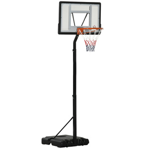 HOMCOM Basketballständer Basketballkorb mit Ständer für Außen- & Innenbereich mit Rädern höhenverstellbar Stahl+Kunststoff Schwarz 260-310 cm