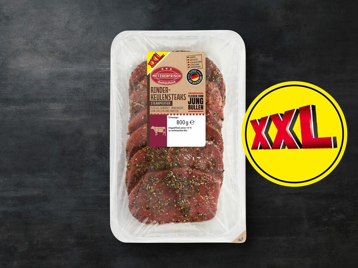 Bild 1 von Metzgerfrisch Rinder-Keulensteaks XXL, 
         800 g