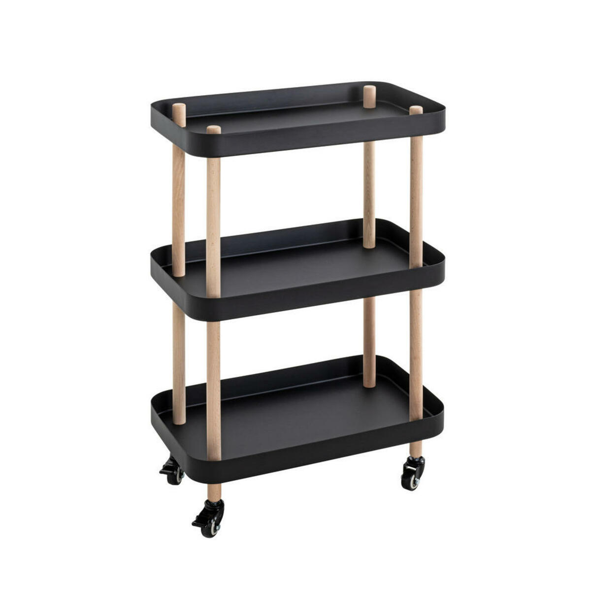 Bild 1 von Servierwagen, Natur, Schwarz, Buche, Holz, Metall, Buche, massiv, rechteckig, 30x76x50 cm, Stauraum, gastro- und objekttauglich, Esszimmer, Barmöbel, Barwagen