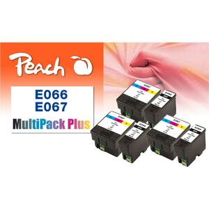 Peach E661 6 Druckerpatronen bk ersetzt Epson T0661, T0670, C13T06624010 für z.B. Epson Stylus C 48