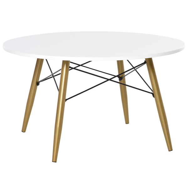 Bild 1 von HOMCOM Couchtisch Wohnzimmertisch Beistelltisch Kaffeetisch Teetisch Nachttisch rund Holz + Metall Natur + Weiß Ø80 x H45 cm