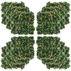 Outsunny 12 Stück künstliches Pflanzenwand Hecke 50x50 cm UV-Schutz Sichtschutz Glanzmispeln Design Heckenpflanze für Garten Outdoor Dekor