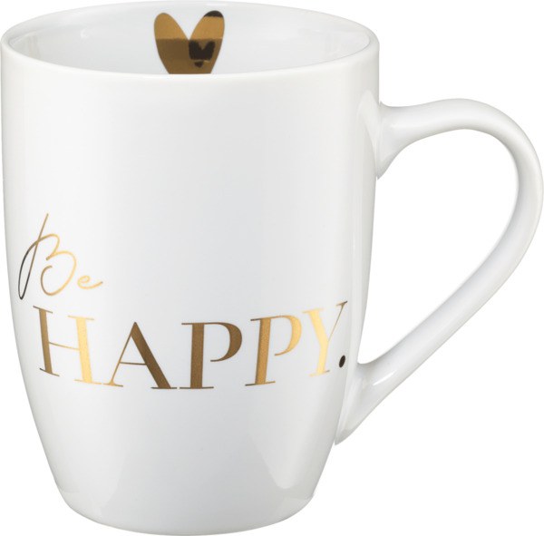 Bild 1 von BOLTZE Kaffeebecher "Be Happy", weiß/gold