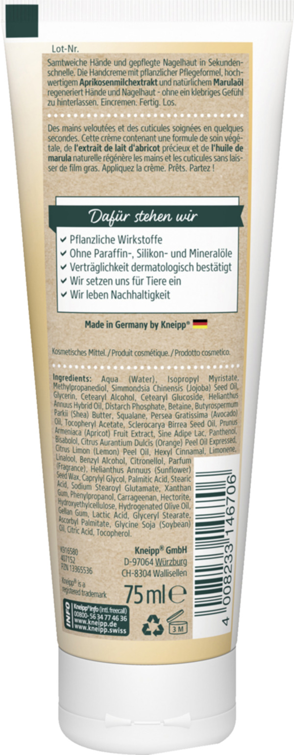 Bild 2 von Kneipp Sekunden Hand & Nagel Creme, 75 ml