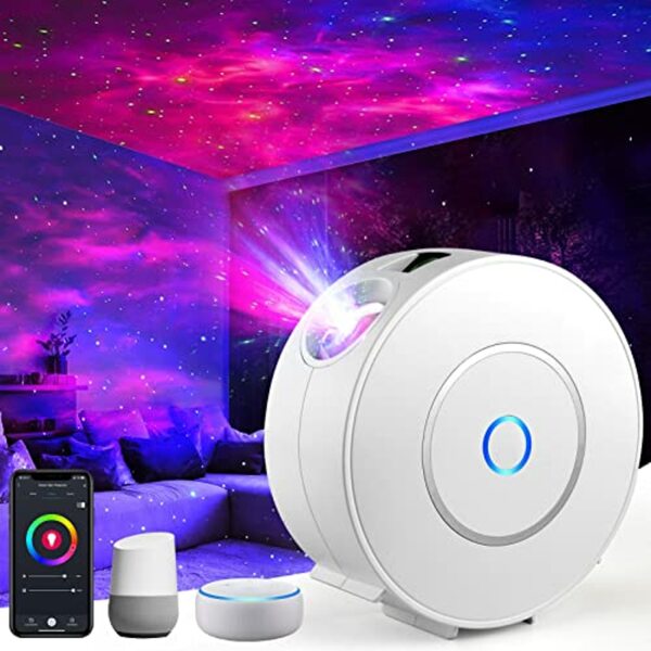 Bild 1 von LED Alexa Sternenhimmel Projektor, MILFECH Smart Sternenprojektor Lampe RGB Dimming mit 3D Galaxy, Unterstützt Sprachsteuerung und Timing-Funktion,Kompatibel Alexa Google Assistant,Nachtlicht für B