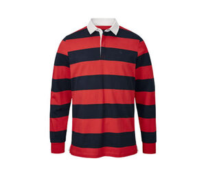 Langarm-Poloshirt, navyfarben-rot