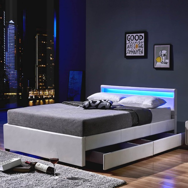 Bild 1 von Home Deluxe LED Bett Nube mit Schubladen 140x200 Weiß