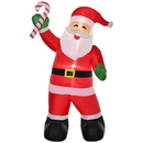 Bild 1 von HOMCOM Aufblasbarer Weihnachtsmann mit Zuckerstange 243 cm LED mit Gebläse Weihnachts-Party Weihnachtsdekoration Weiß+Rot+Grün 160 x 85 x 243 cm
