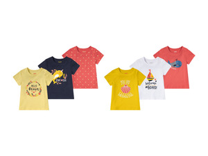 lupilu Kleinkinder Mädchen T-Shirt, 3 Stück, aus reiner Baumwolle