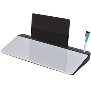 Vinsetto Tisch-Organizer Memoboard für Schreibtisch mit Tablettenständer Schreibtischorganizer Glas PP  Weiß+Schwarz 45,3 x 20,5 x 5,3 cm