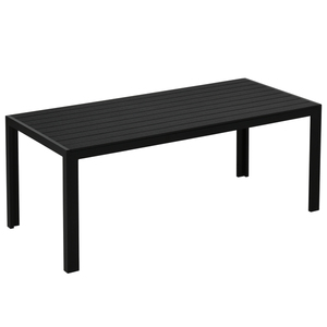 Outsunny Gartentisch Aluminium Tisch Garten Terrasse Holz-Kunststoff WPC Non-Wood schwarz