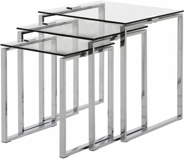 Bild 1 von andas Beistelltisch »Karina« (Set), mit einer Glastischplatte aus klarem Glas und Chromgestell