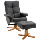 Bild 1 von HOMCOM Relaxsessel Fernsehsessel 360° drehbarer Sessel mit Hocker Liegefunktion Holzgestell Schwarz 80 x 86 x 99cm