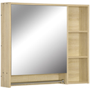 Bild 1 von kleankin Spiegelschrank Badschrank Hängeschrank Wandschrank Badmöbel Mehrzweckschrank mit offener Fächern Badezimmer Spanplatte Glas Natur 80 x 15 x 70 cm