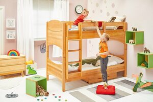 BioKinder - Das gesunde Kinderzimmer Wickelkommode »Noah«, Etagenbett mit Einhängeleiter, Erle