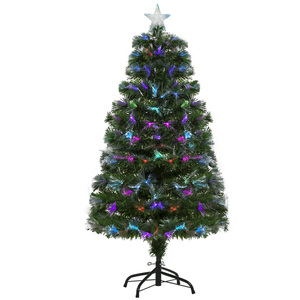HOMCOM Weihnachtsbaum 1,2 m Christbaum Kunsttanne 130 Zweige Metallfuß PVC mehrfarbige Lichteffekte Ø66 x 120H cm