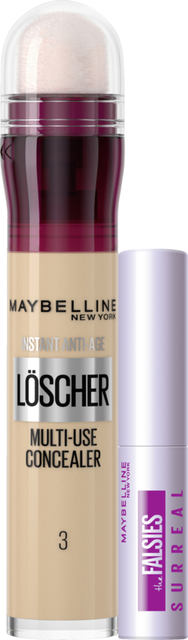 Bild 1 von Maybelline New York Make-up-Set: Instant Anti-Age Löscher Concealer 03 Fair + MiniFalsies Surreal Extensions Mascara