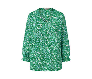 Blusenshirt mit 3/4-Arm, grün mit floralem Alloverprint