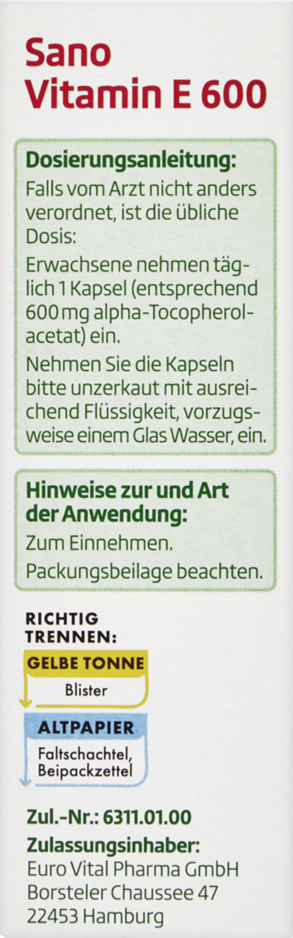 Bild 3 von altapharma ALTAPHARMA SANO VITAMIN E 600