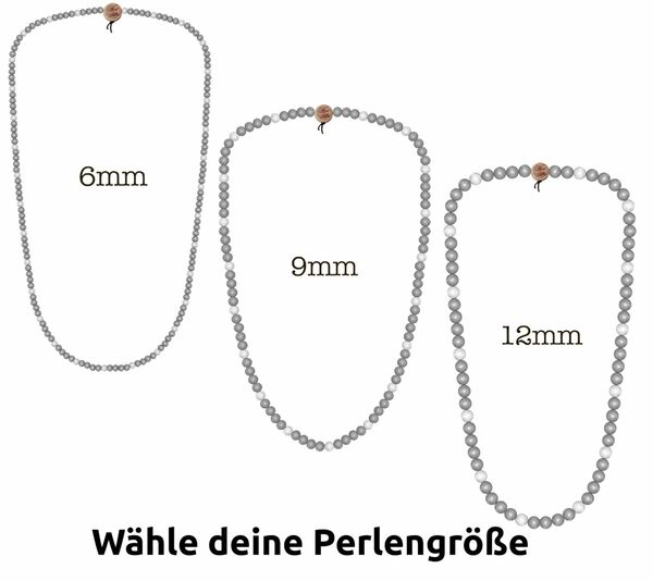 Bild 1 von WOOD FELLAS Hals-Schmuck schöne Holz-Kette Deluxe Pearl Necklace Grau/Weiß