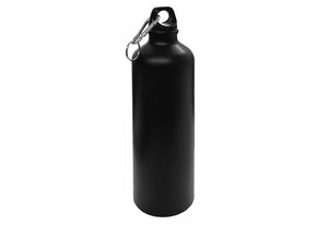 HAC24 Trinkflasche »Alu Wasserflasche Sportflasche Fahrradflasche Aluflasche«, Aluminium Matt Schwarz 750 ml mit Karabiner