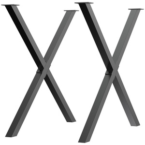HOMCOM 2 Stück Stahl Tischbeine Tischfüße für Esstisch Schreibtisch Couchtisch Tischgestell in X-Form Schwarz 72cm