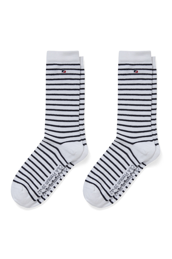Bild 1 von C&A Multipack 2er-Socken-Bio-Baumwolle-LYCRA®-gestreift, Weiß, Größe: 35-38